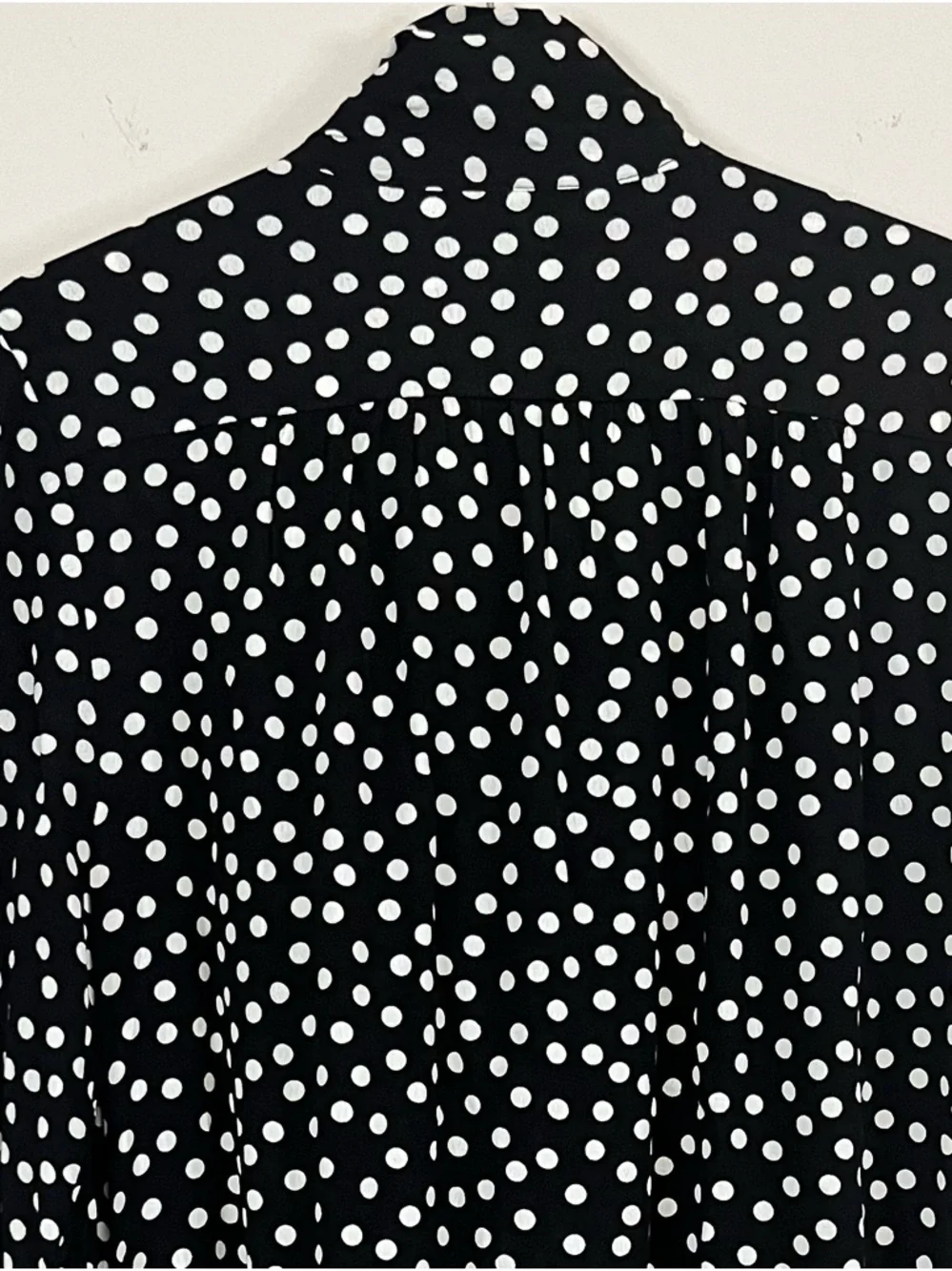 Anthropologie Polka Dot Tie-Neck Swing Mini Dress Black White S Ruffle Chic